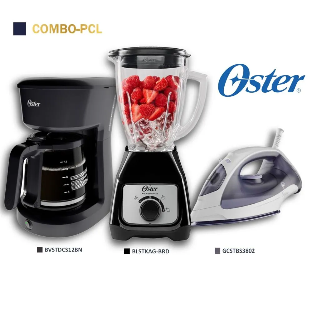 [8546265442220] COMBO OSTER DE 3PZ CAFETERA LICUADORA PLANCHA OS-LCP03-23